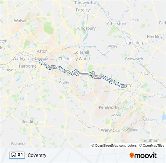 X1 bus Line Map