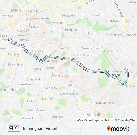 x1-route-schedules-stops-maps-birmingham-airport-updated