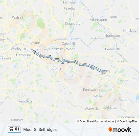 X1 Bus Line Map