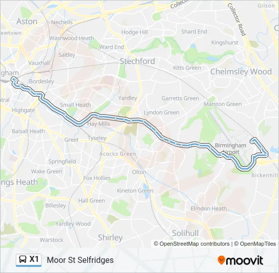 X1 Bus Line Map