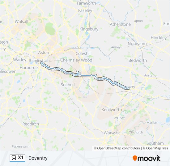 x1 Route Schedules, Stops & Maps Coventry (Updated)