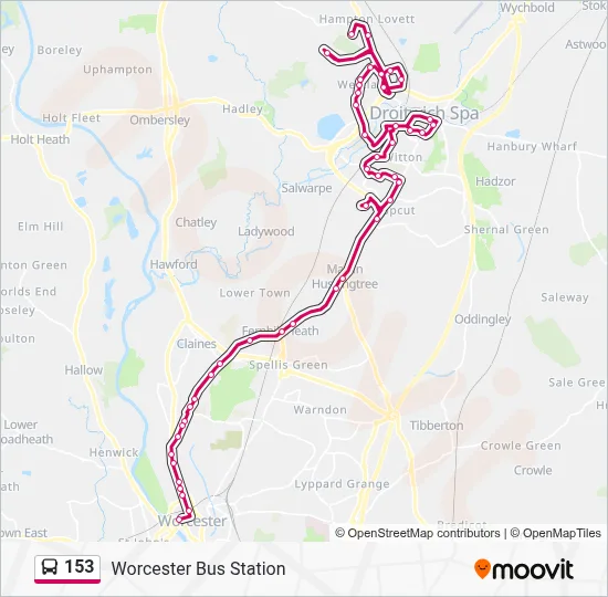 153 Route: Schedules, Stops & Maps - Worcester Bus Station (Updated)