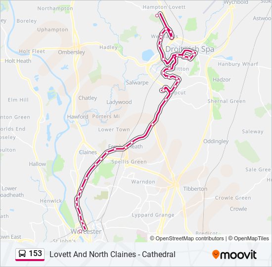 153 bus Line Map