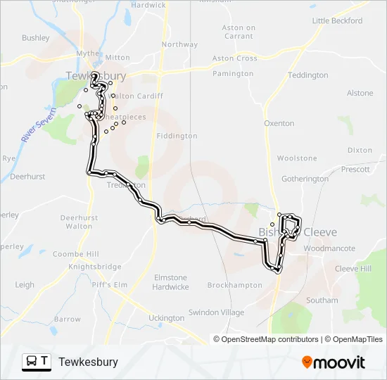 T Bus Line Map