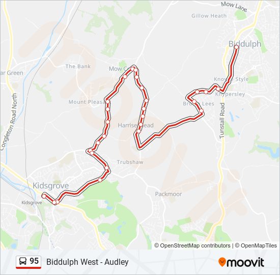 95 Route Schedules, Stops & Maps Kidsgrove Town Centre (Updated)