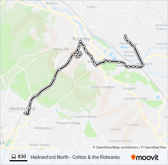 830 bus Line Map