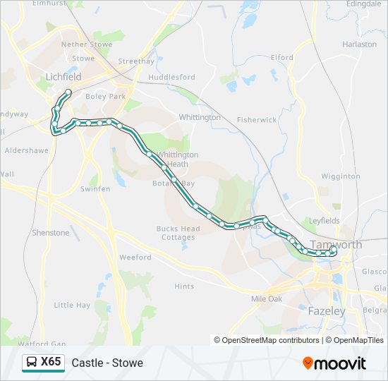 X65 Bus Line Map