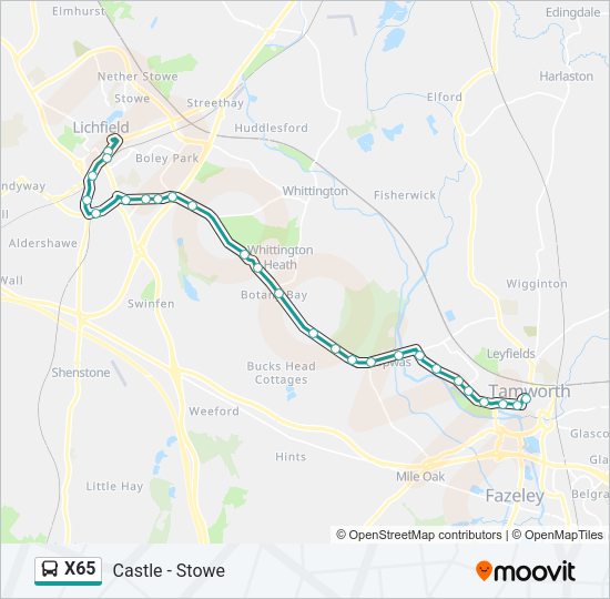 X65 Bus Line Map