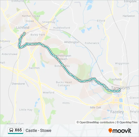 X65 Bus Line Map