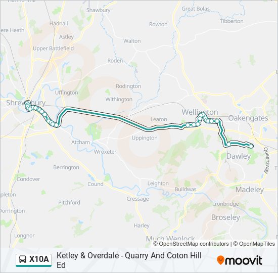 X10A Bus Line Map