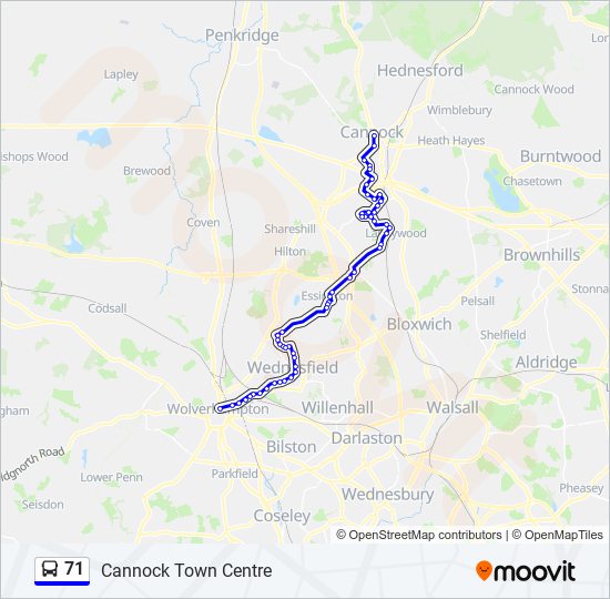 71 Bus Line Map