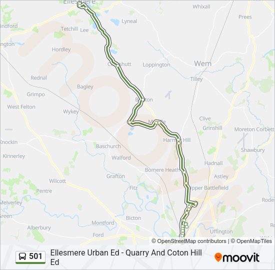501 Bus Line Map