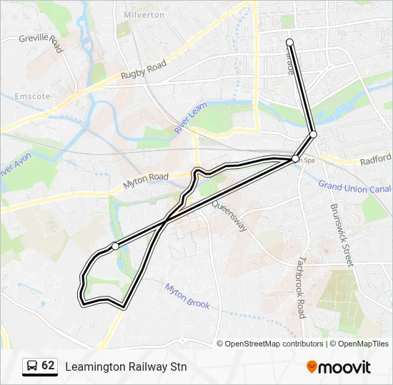 62 Route: Schedules, Stops & Maps - Leamington Railway Stn (Updated)
