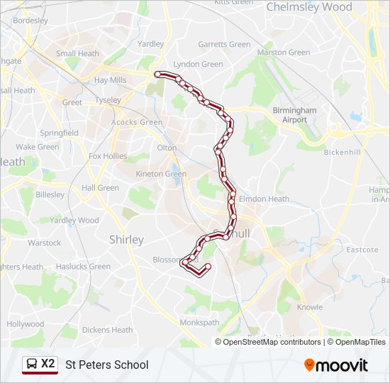X2 Bus Line Map