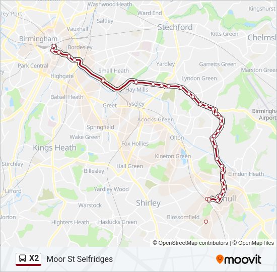 X2 Bus Line Map