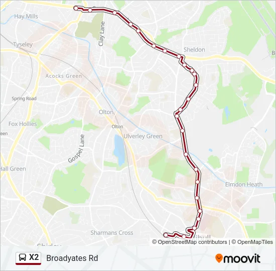 X2 Bus Line Map