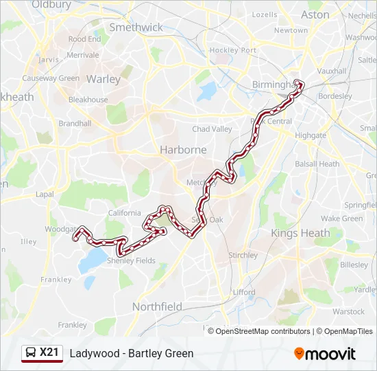 X21 Bus Line Map