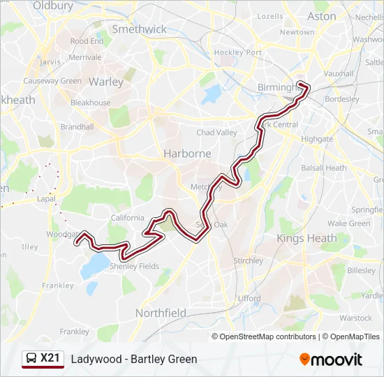 X21 Bus Line Map
