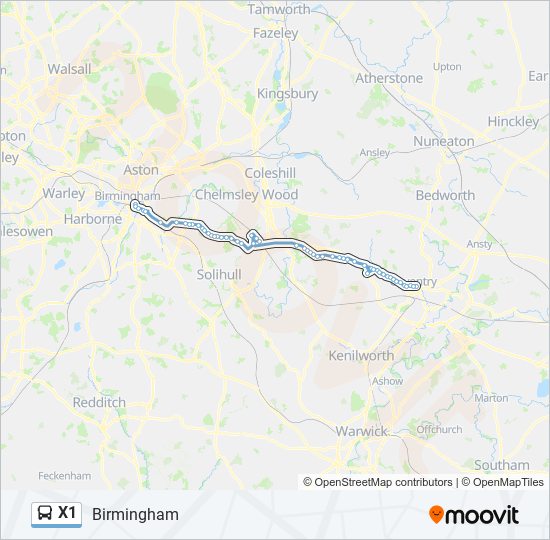 X1 bus Line Map