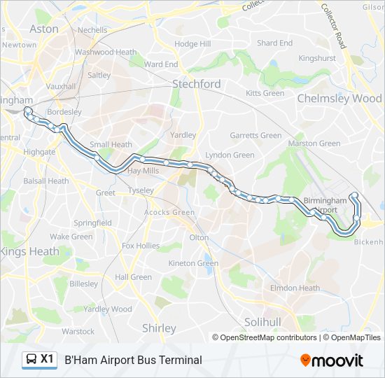 X1 Bus Line Map