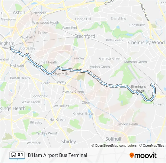 X1 Bus Line Map