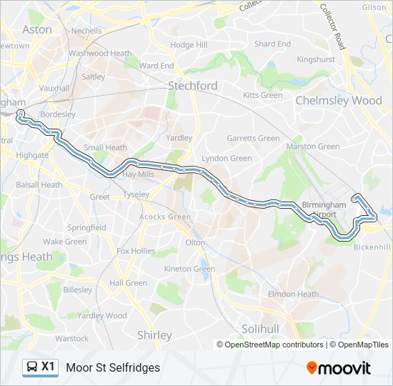 X1 Bus Line Map