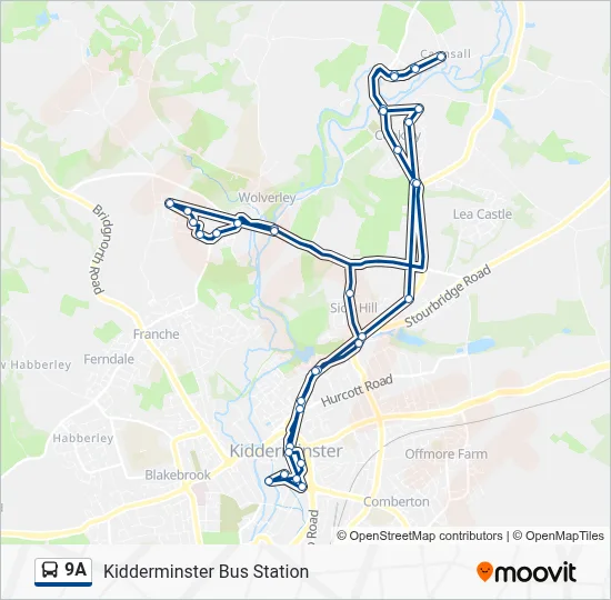 9A Route: Schedules, Stops & Maps - Kidderminster Bus Station (Updated)