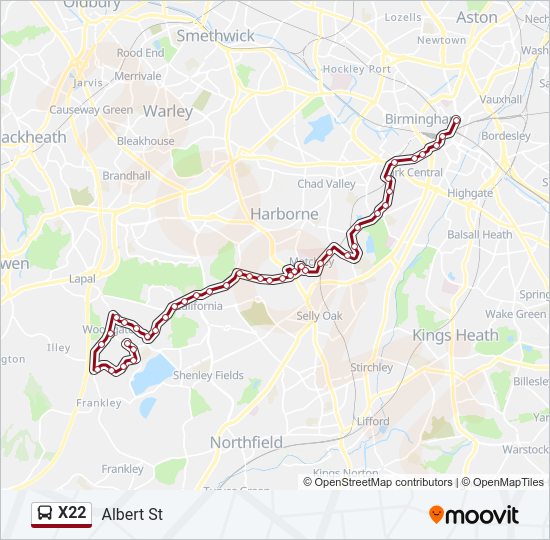 X22 Bus Line Map