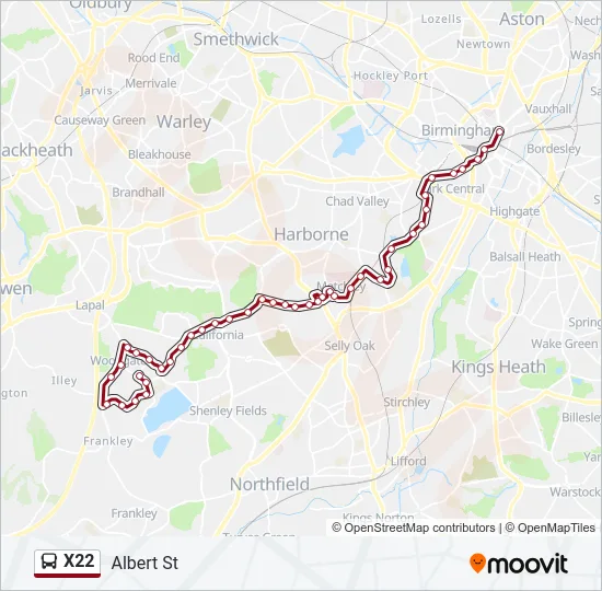 X22 Bus Line Map
