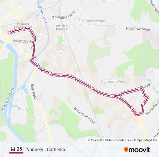 28 bus Line Map