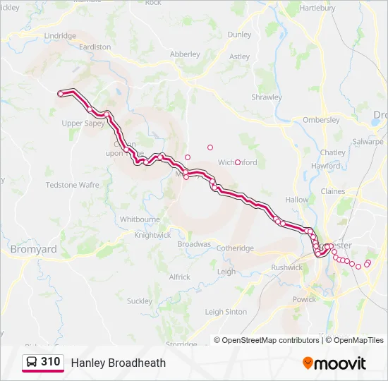 310 Bus 310 Route: Schedules, Stops & Maps - Hanley Broadheath (Updated)