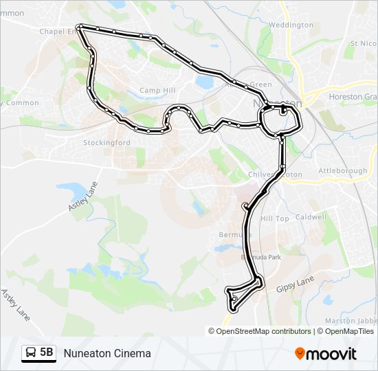 5B bus Line Map