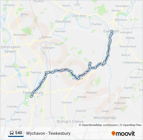 540 Route: Schedules, Stops & Maps - Evesham Railway Station (Updated)