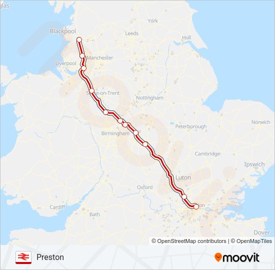 AVANTI WEST COAST Train Line Map