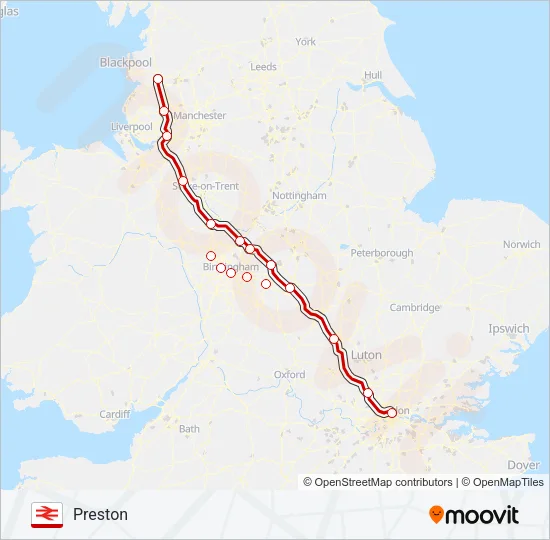 AVANTI WEST COAST Train Line Map