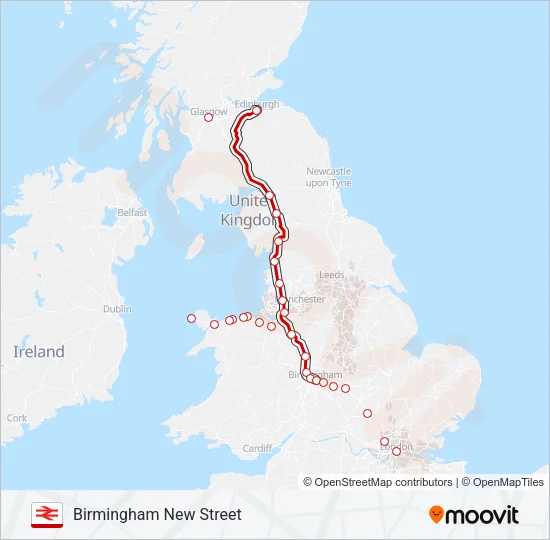 AVANTI WEST COAST Train Line Map