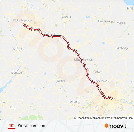AVANTI WEST COAST Train Line Map