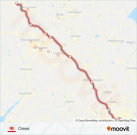 AVANTI WEST COAST Train Line Map
