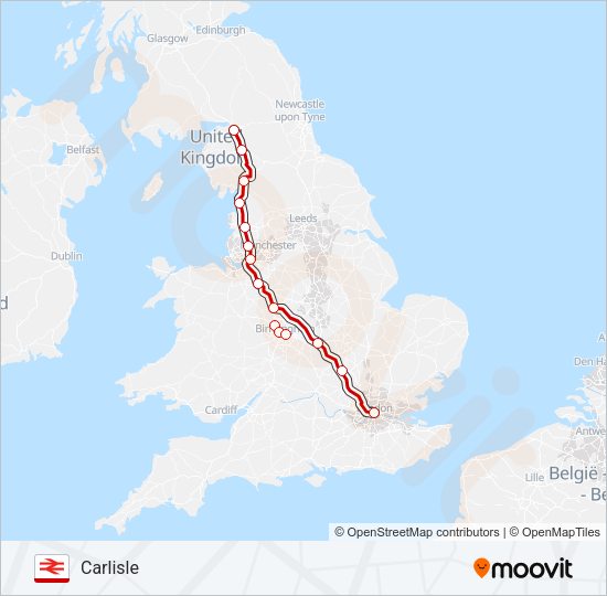 AVANTI WEST COAST Train Line Map