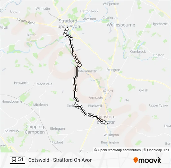 51 Route: Schedules, Stops & Maps - Opp Tesco Express Shipston (Updated)