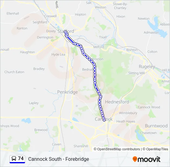 74 Bus Line Map