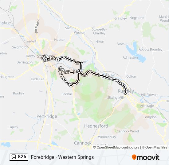 826 Route: Schedules, Stops & Maps - Rugeley Town Centre (Updated)