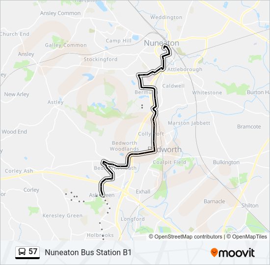 57 Bus Line Map