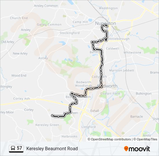 57 Bus Line Map