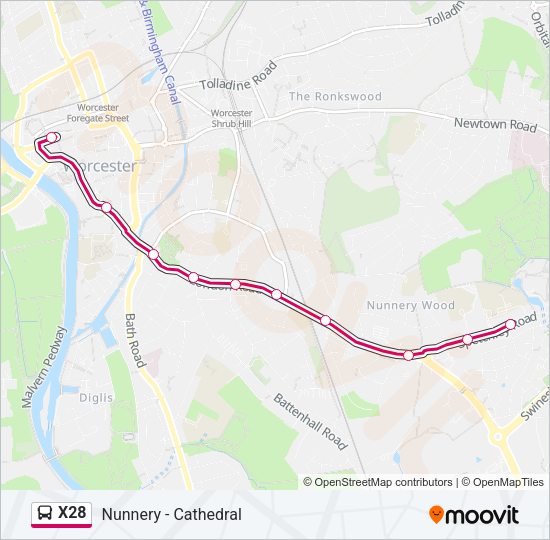 X28 Bus Line Map