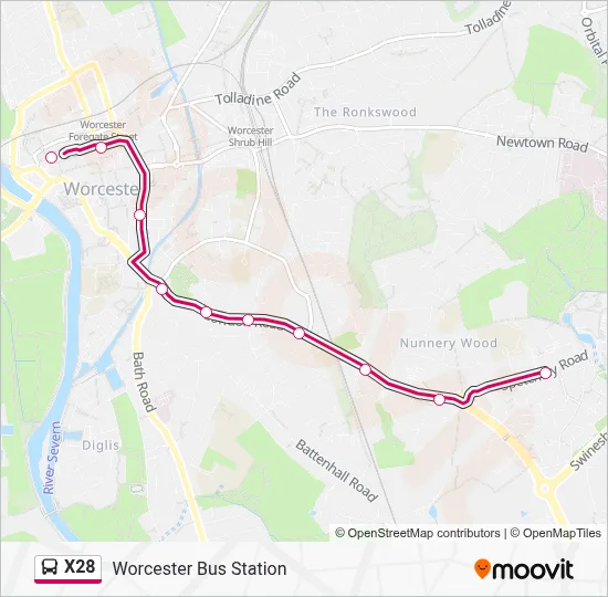 X28 Route: Schedules, Stops & Maps - Worcester Bus Station (Updated)