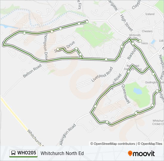 WHO205 Bus Line Map