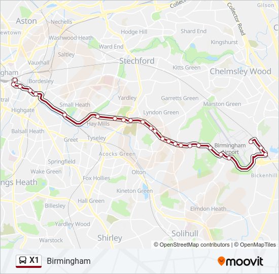 x1 Route Schedules, Stops & Maps Birmingham (Updated)