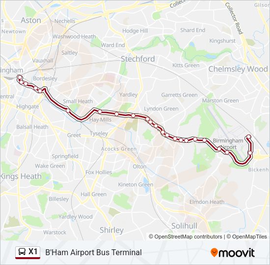 X1 Bus Line Map