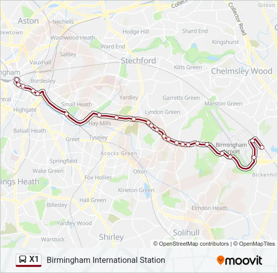 X1 Bus Line Map